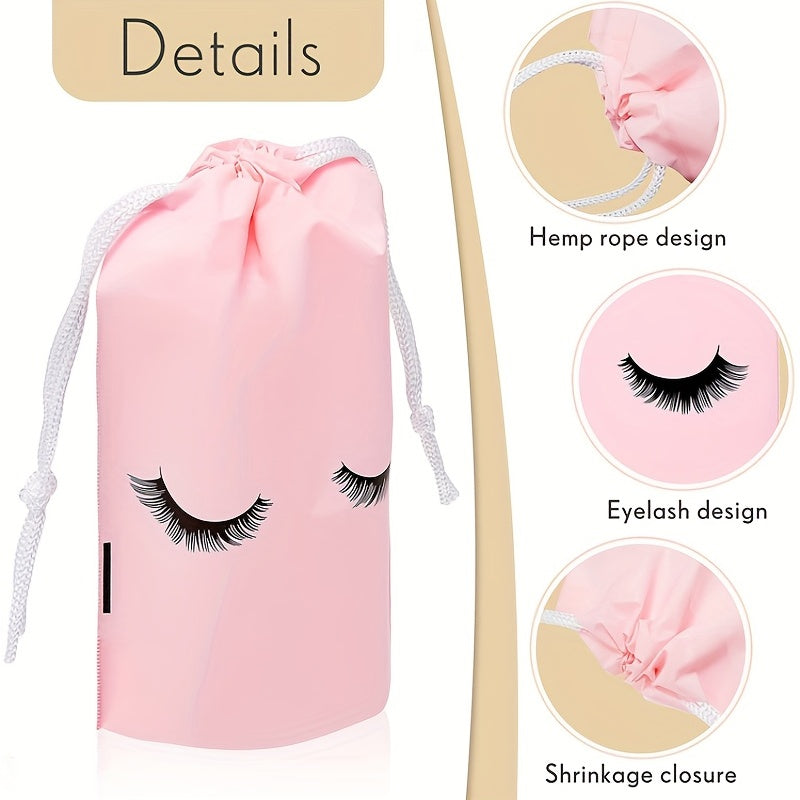 10pcs Pink Reusable Eyelash Extension Cosmetic Bags for Beauty Salon