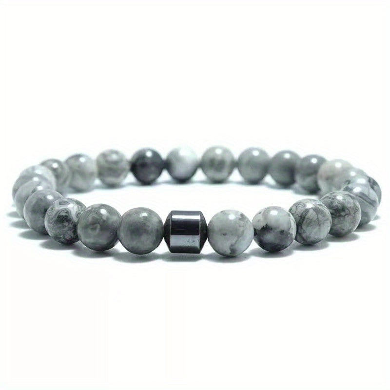 Volcanic Stone Map Stone Men's Energy Bracelet