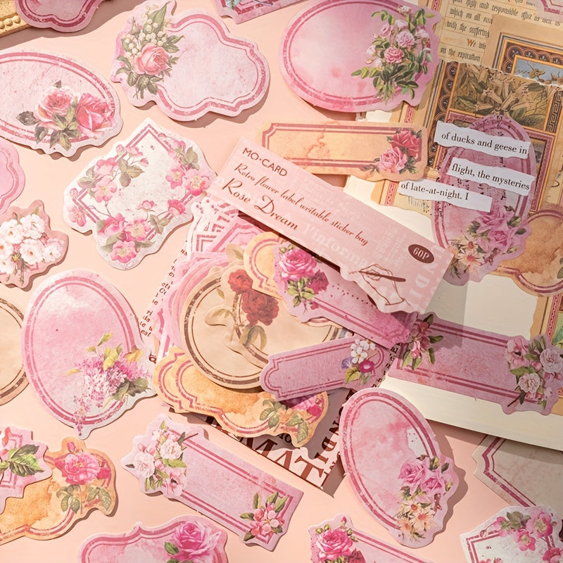 Retro Flower Label Sticker Package Garden Memo Series Plant Flower Notebook