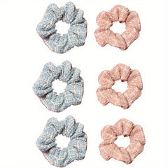 6pcs Pink Retro Hairpin Knitted Scrunchie Hair Rope Accessories