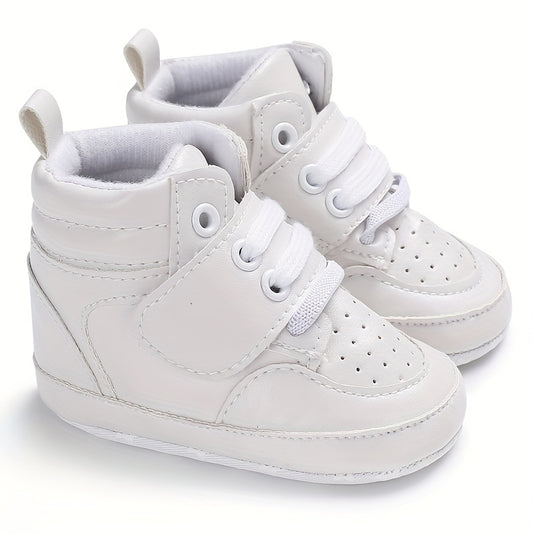 Baby Boys High Top Sneakers Hook & Loop Fastener Toddlers Outdoor Walking Shoes