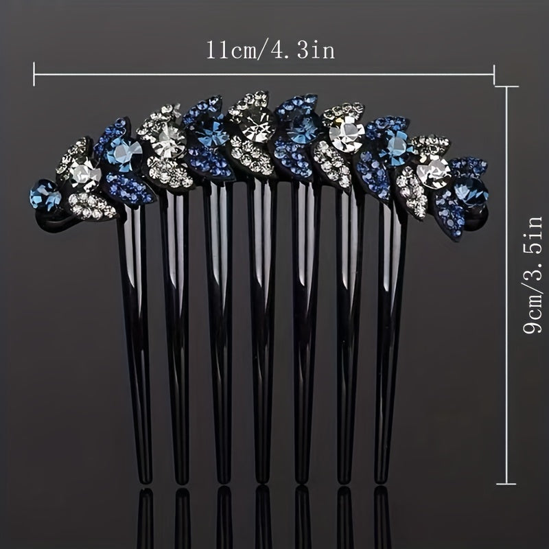 Vintage Rhinestone Crystal Headwear Flower Hair Side Comb Hairpin