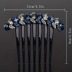 Vintage Rhinestone Crystal Headwear Flower Hair Side Comb Hairpin