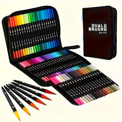 60 Dual Tip Brush Pens Set Fast Drying Water-Based Ink Markers for Adults