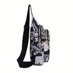 Elephant Print Casual Lightweight Crossbody Shoulder Chest Bag