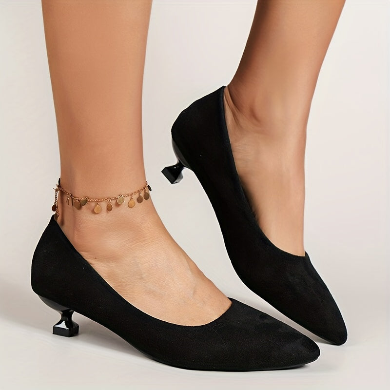 Women's Pointed Toe Kitten Heels Soft Sole Slip On Low Heels