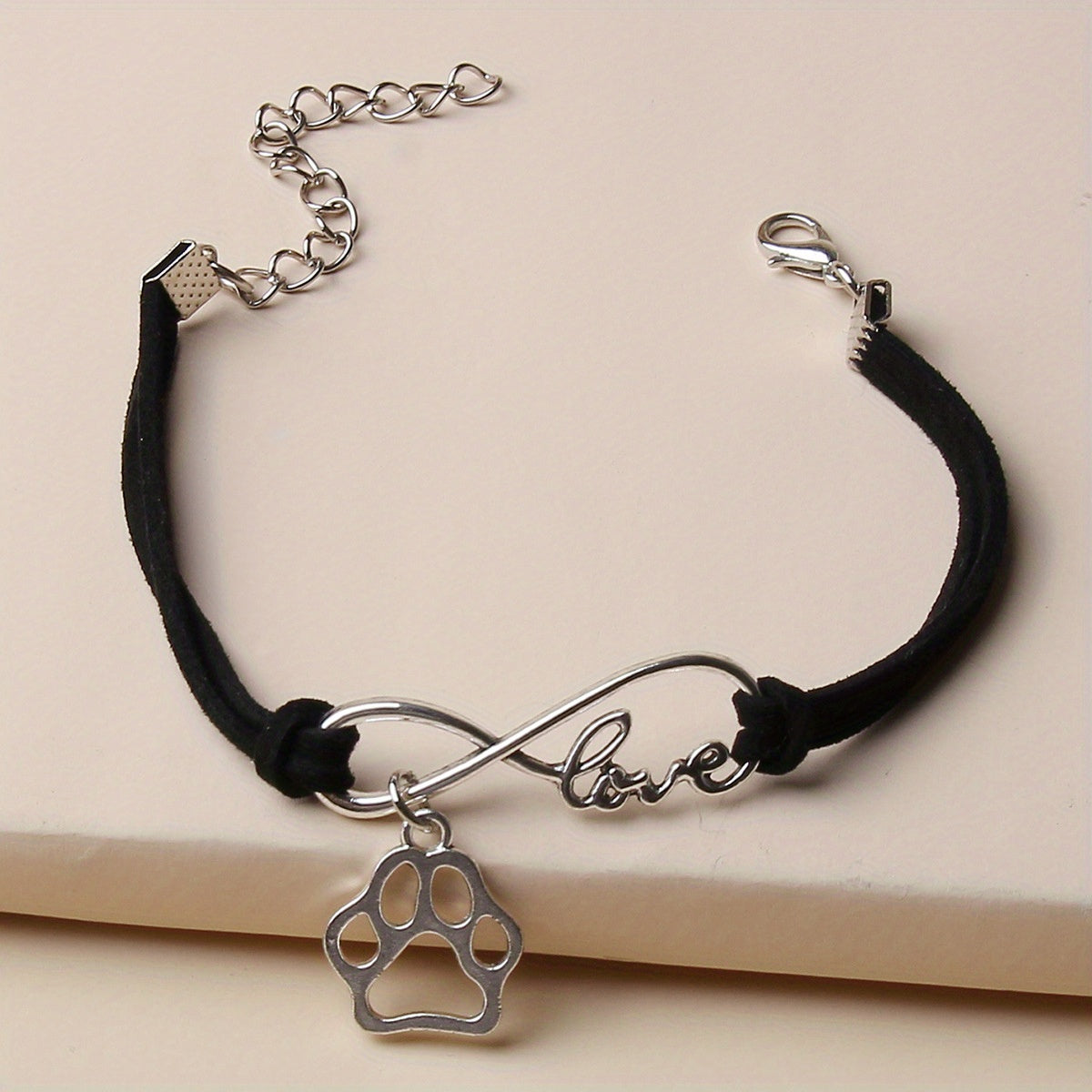 Pet Memorial Bracelet Number 8 Shape Dog Paw Charms