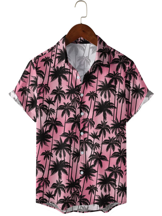 Men's Coconut Tree Camp Collar Hawaiian Shirt Short Sleeves