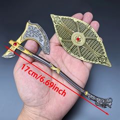 2pcs Mini Shield Set 6.69 Inch Zinc Alloy Weapon Model Desktop Decor