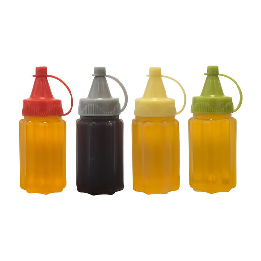 4Pcs Mini Squeeze Bottles Refillable Condiment Dispenser with Flip Top