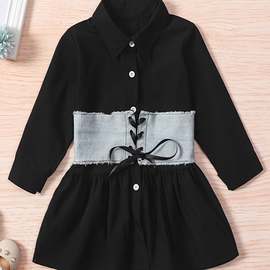 Girls Cotton Shirt Dress & Denim Corset