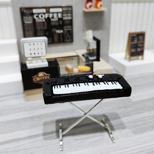 Mini Piano & Key Keyboard Set for Dollhouse Scenes