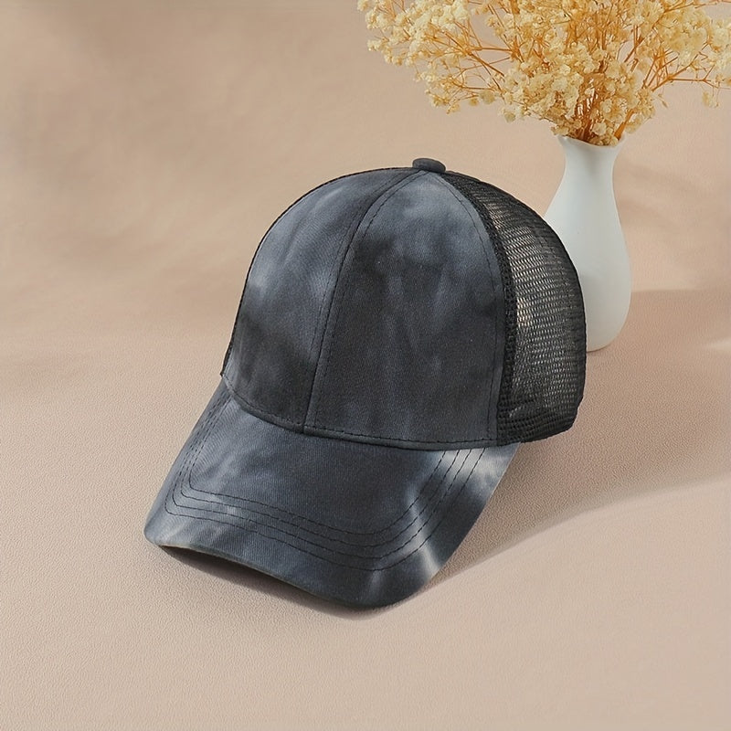 Ponytail Tie Dye Trucker Hat Unisex Baseball Cap Mesh