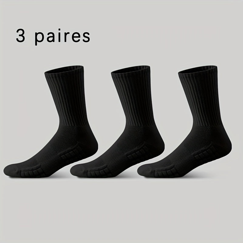 Men's Thick Cotton Sports Socks - Breathable & Anti-Odor - 3 Pairs