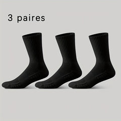 Men's Thick Cotton Sports Socks - Breathable & Anti-Odor - 3 Pairs