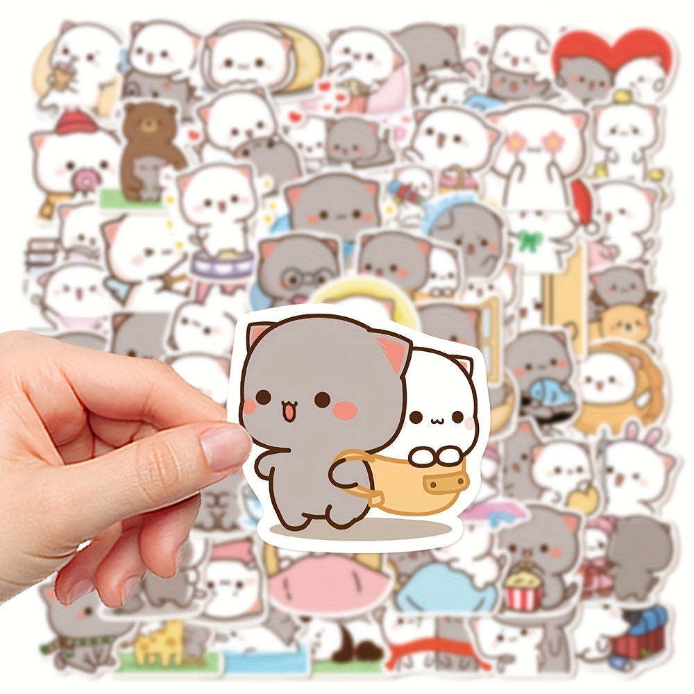 60pcs Peach Cat Stickers for Laptop and Phone Case