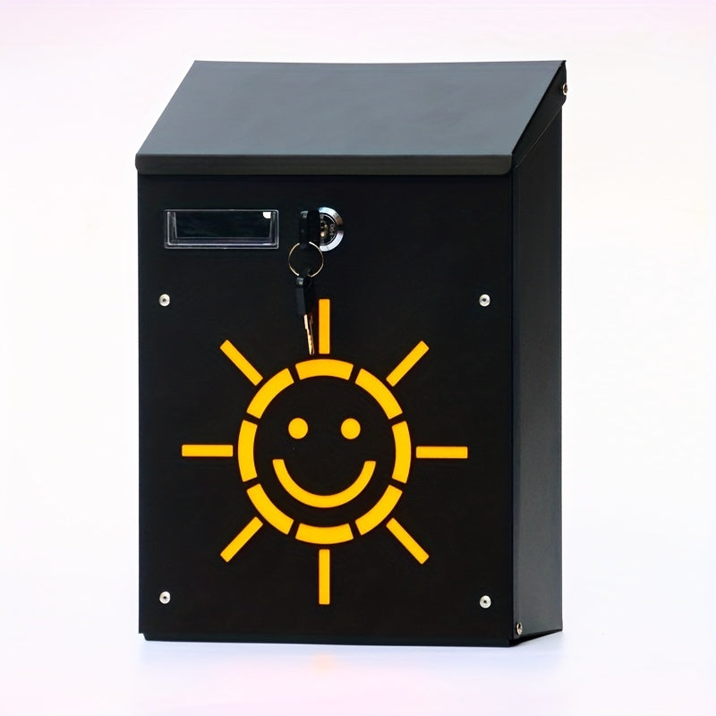 Metal Lockable Wall Letter Box Sun Rain Proof Home Mailbox