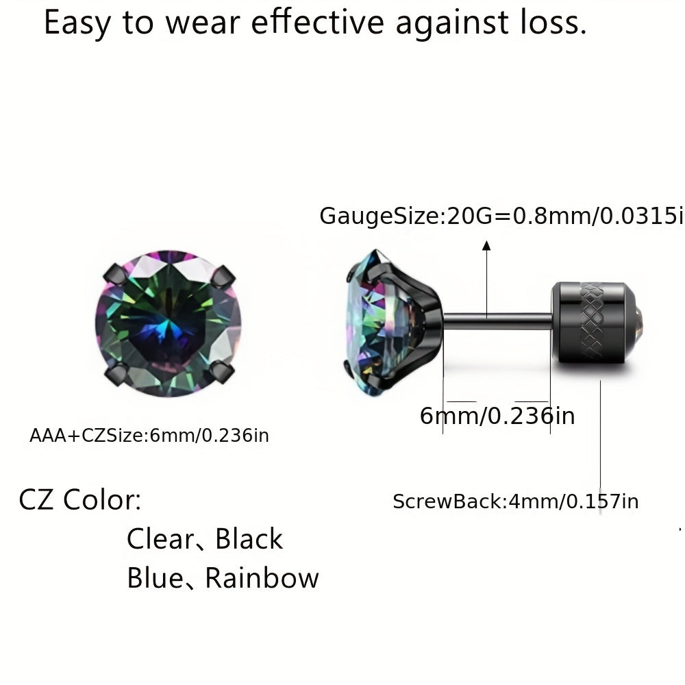 Double Sided Faux Diamond Stud Earrings for Men