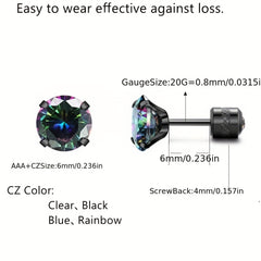 Double Sided Faux Diamond Stud Earrings for Men