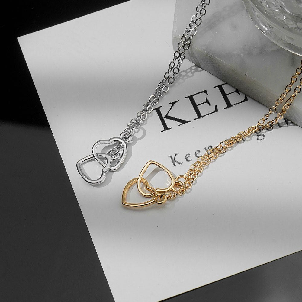 Double Heart Pendant Necklace - Elegant Jewelry for Women
