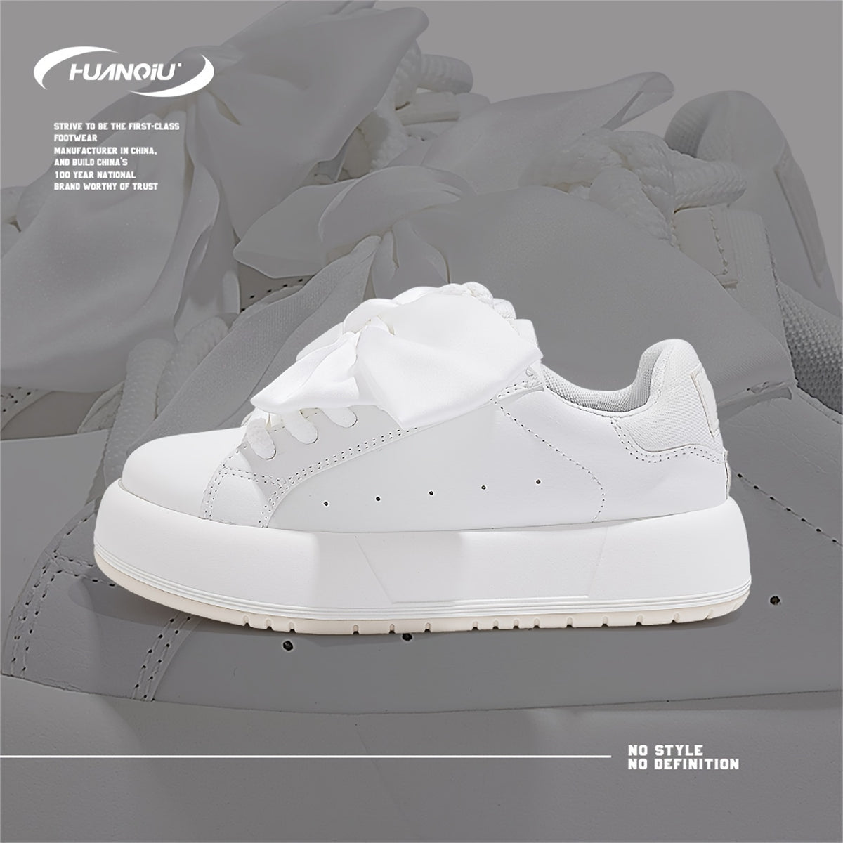 Women's Skate Shoes Bow Decor Lightweight Platform Sneakers