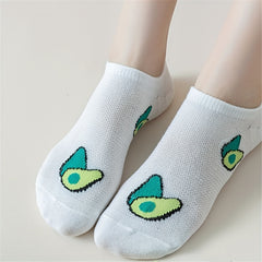 7 Pairs Avocado Print Low Cut Ankle Socks Women's Stockings