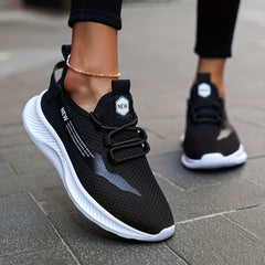 Women's Flying Woven Casual Running Shoes Lace Up Sneakers