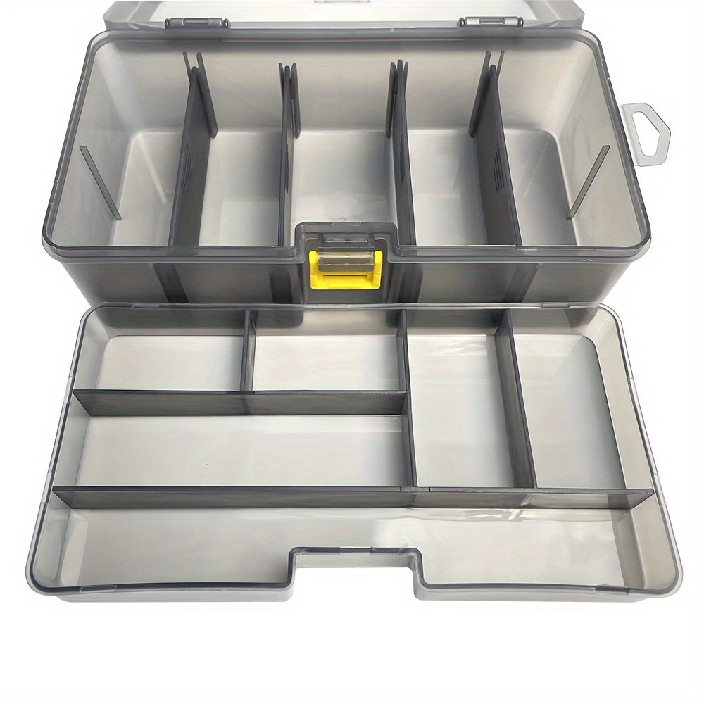 Double Layer Tool Storage Box with Grids & Handles - Screw Organizer