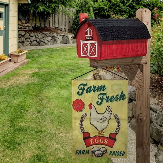 Cartoon Chicken Farm Garden Flag Double Sided Summer Burlap Outdoor Decor