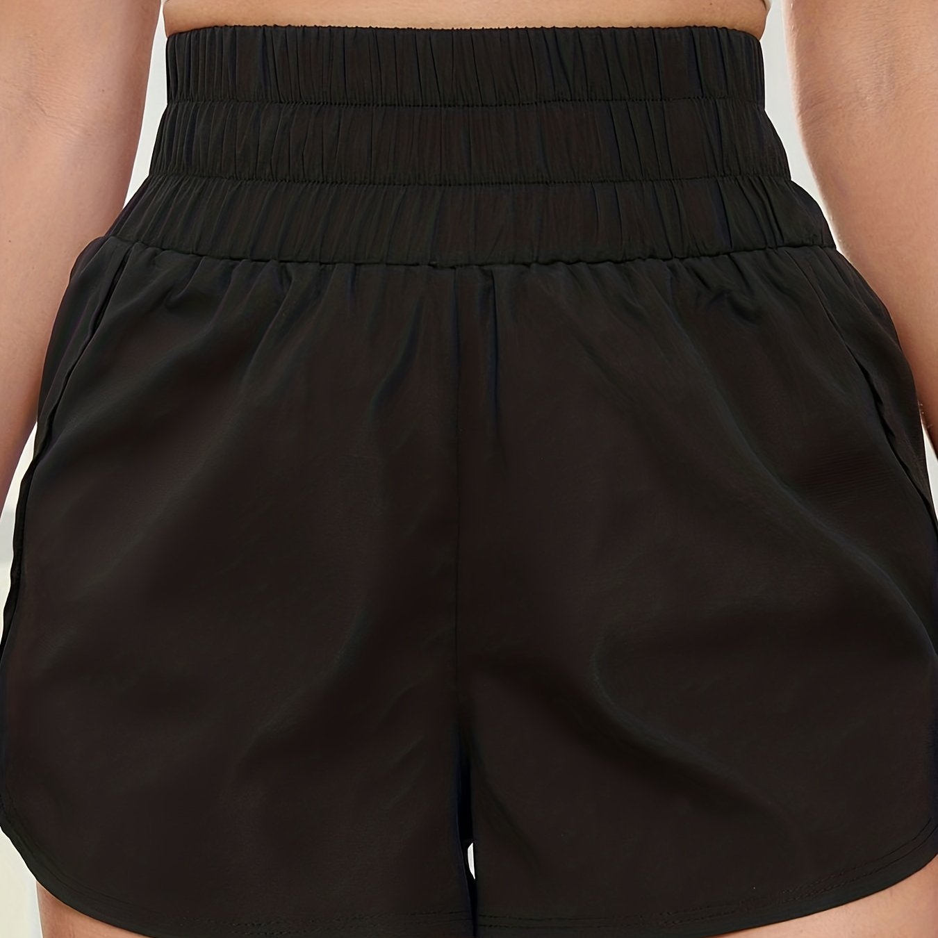 Casual Shorts Women's Plus Solid Elastic High Rise Slight Stretch