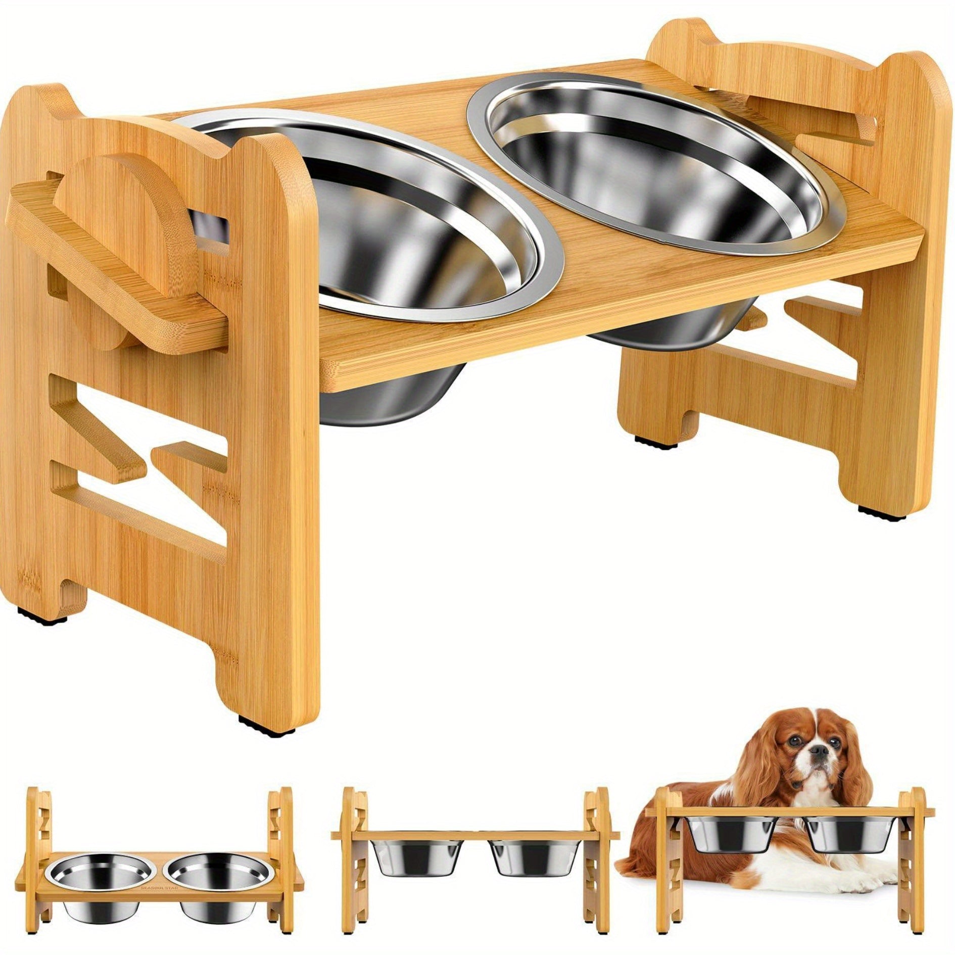 Adjustable Elevated Dog Bowls with 2 Stainless Steel Bowls