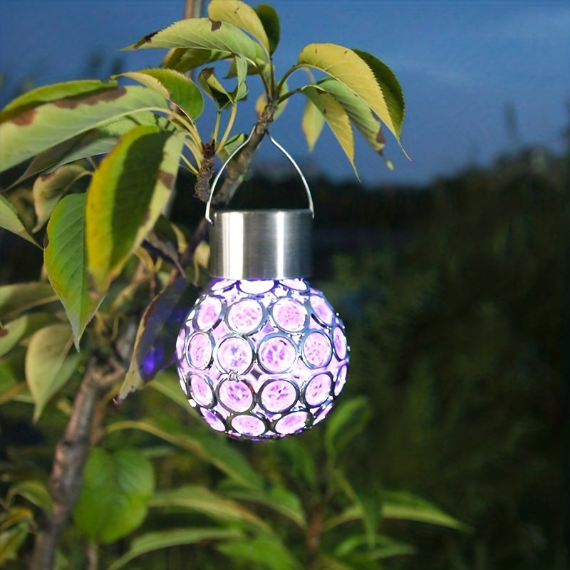 Solar Powered Outdoor LED Pendant Light Hollow Lawn Garden Decoration