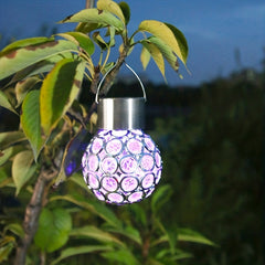 Solar Powered Outdoor LED Pendant Light Hollow Lawn Garden Decoration