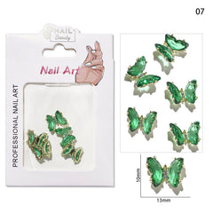 Aurora Butterfly Nail Stickers with Rhinestone Jewels for Sparkling Manicure