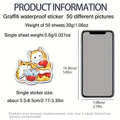50pcs Little Hamster Cartoon Notebook Diary Decorative Waterproof Stickers