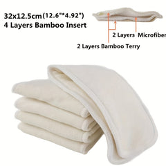 5pcs Washable Cloth Diaper Insert 4 Layers Bamboo Insert 32x12 5cm