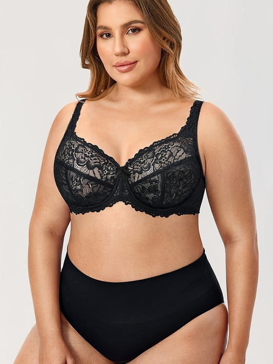  Contrast Lace Underwire Bra Sexy Bralette