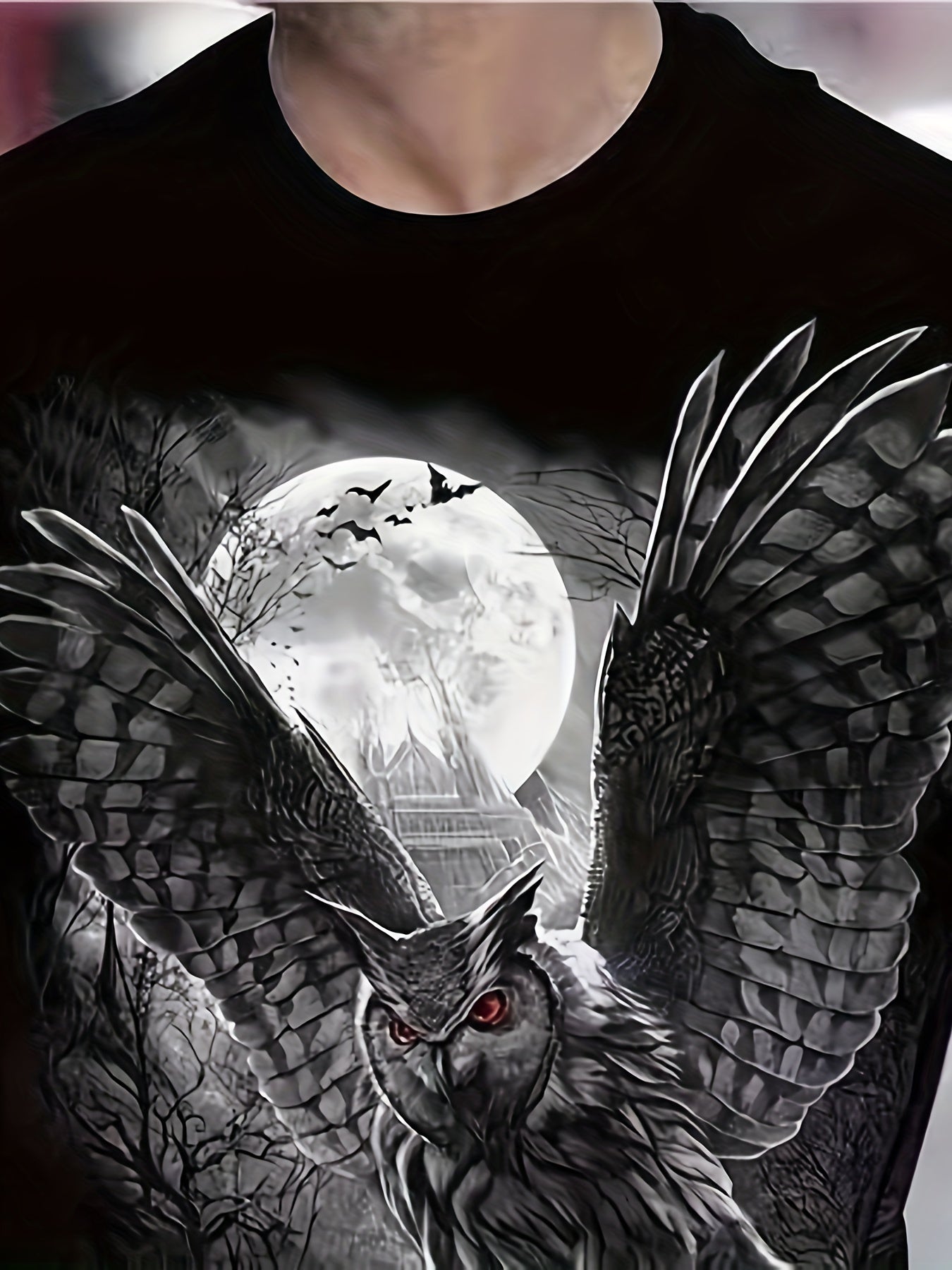 Owl & Snake 3D Print Men's Short Sleeve T-shirt Graphic Tee