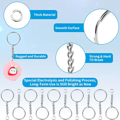 30pcs Metal Blank Keychain Bulk Split Ring DIY Key Ring Accessories