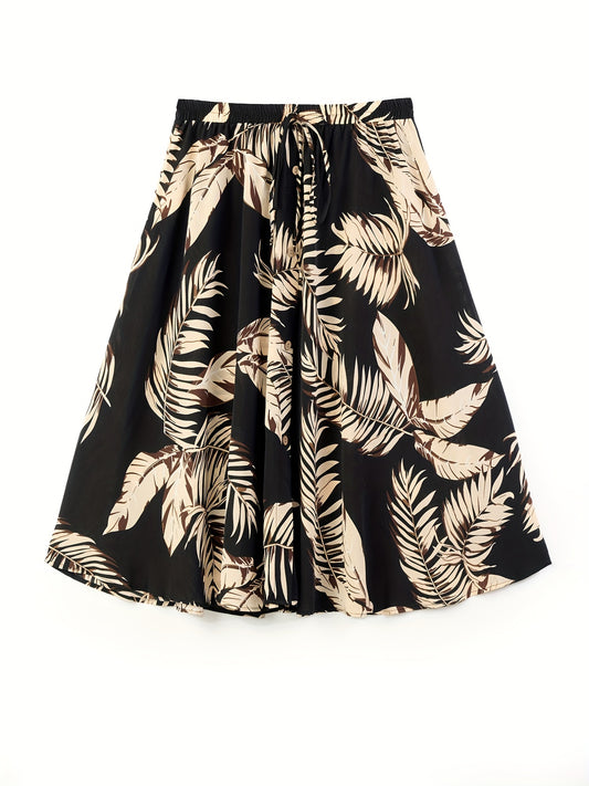  Floral Print Drawstring High Rise Skirt