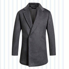 Men's Wool Blend Trench Coat Slim Fit Lapel Overcoat