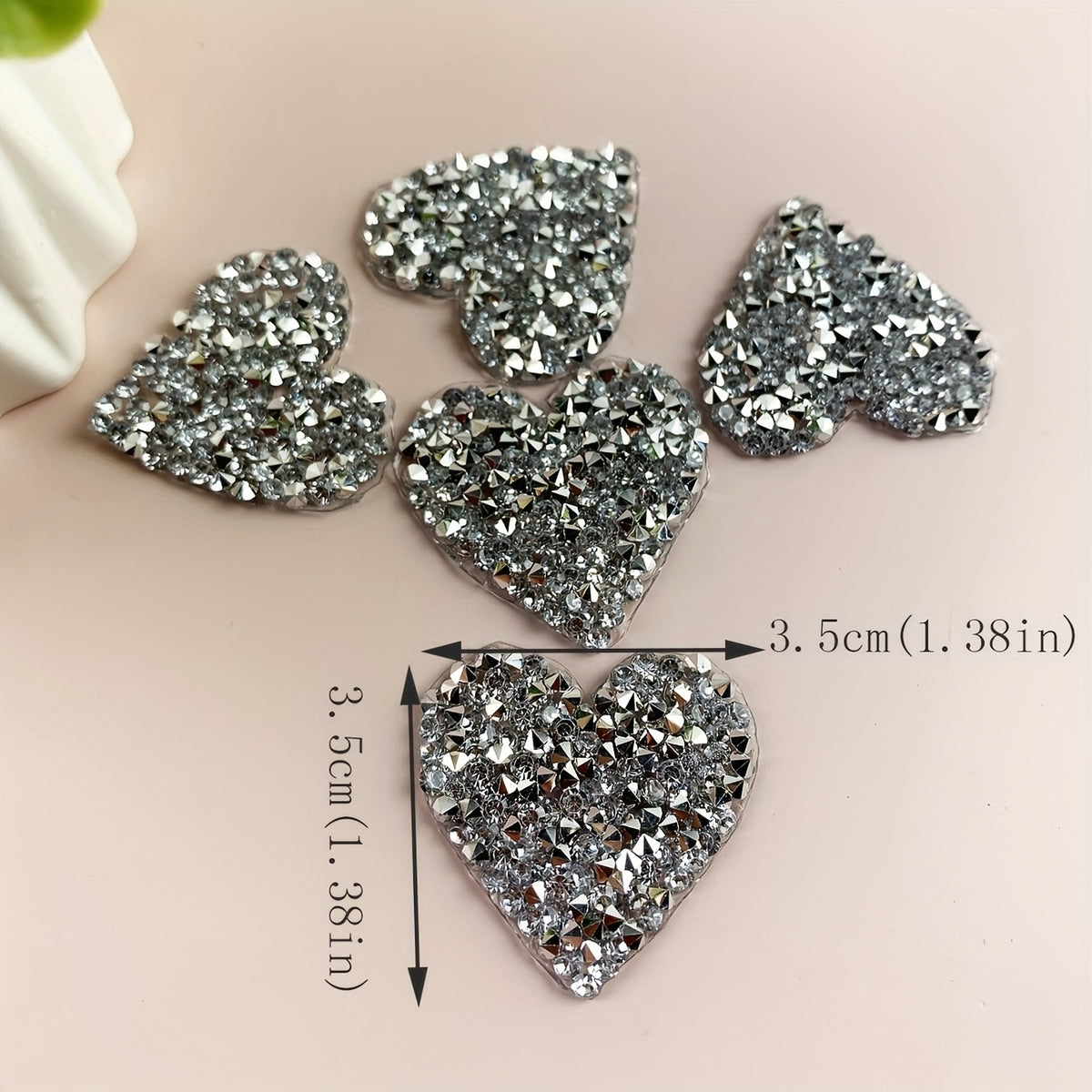 5pcs Silvery Love Rhinestone Crystal Stickers Adhesive Diamond