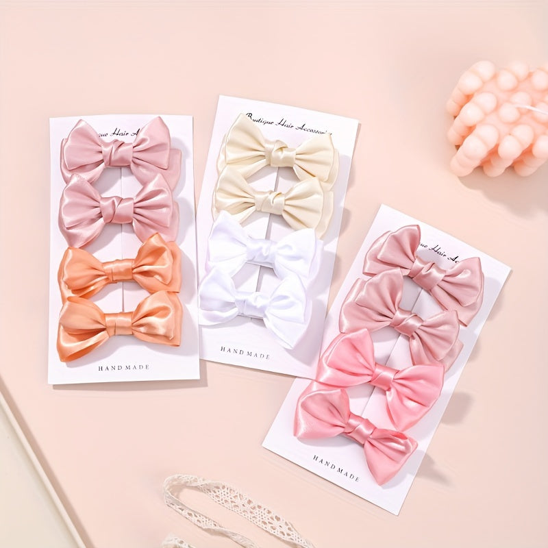 4pcs Handcraft Plain Bow Hair Clip Hair Accessories for Girls Baby Kids