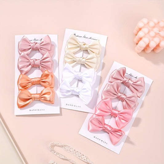 4pcs Handcraft Plain Bow Hair Clip Hair Accessories for Girls Baby Kids