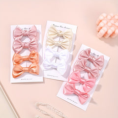 4pcs Handcraft Plain Bow Hair Clip Hair Accessories for Girls Baby Kids