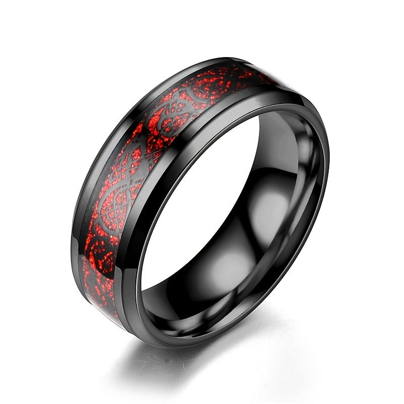 Men's Steel Dragon Pattern Ring Retro Niche Men's Ring