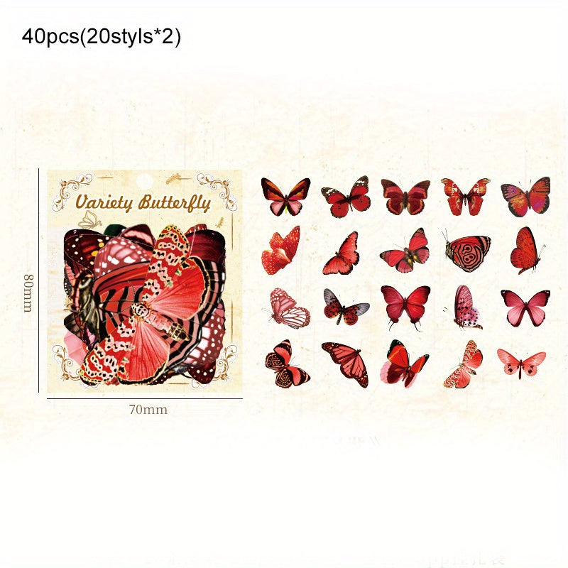 40 Butterfly Cartoon Stickers Pack for Water Cup Notebook Phone Decor