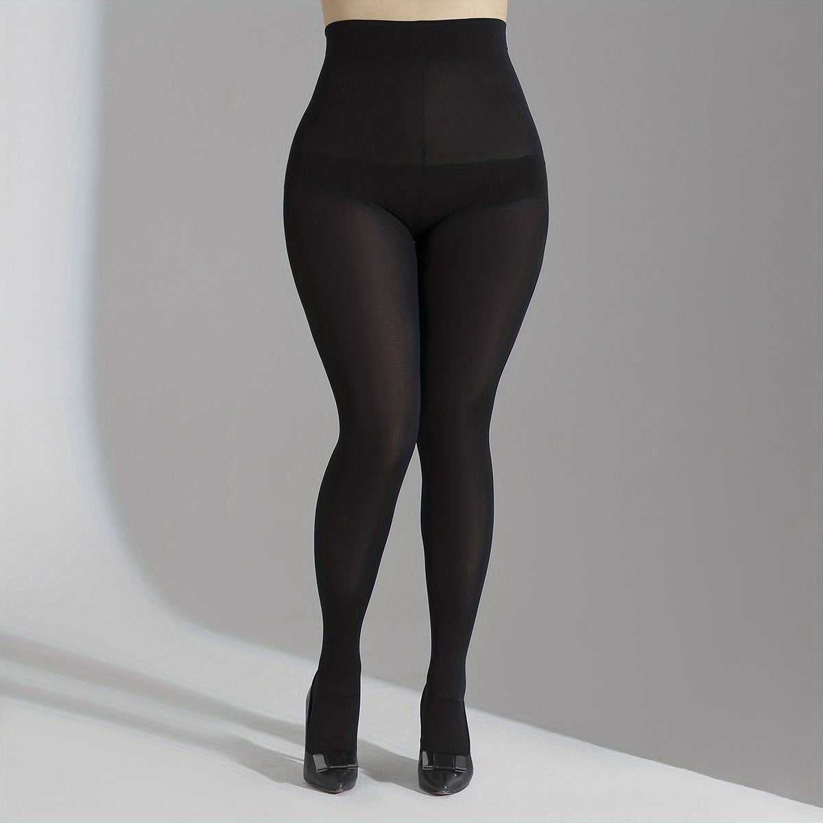  Basic Pantyhose Women's Plus Solid High Rise Tummy Control Tights