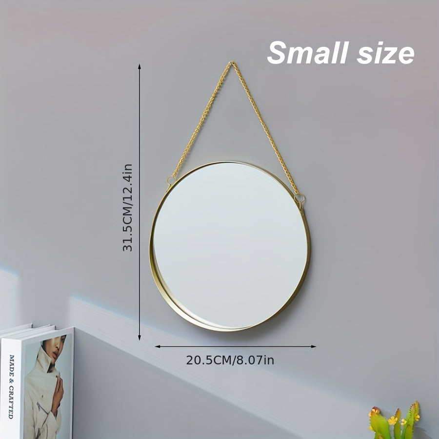 Round Wall Mirror with Chain for Home Decor