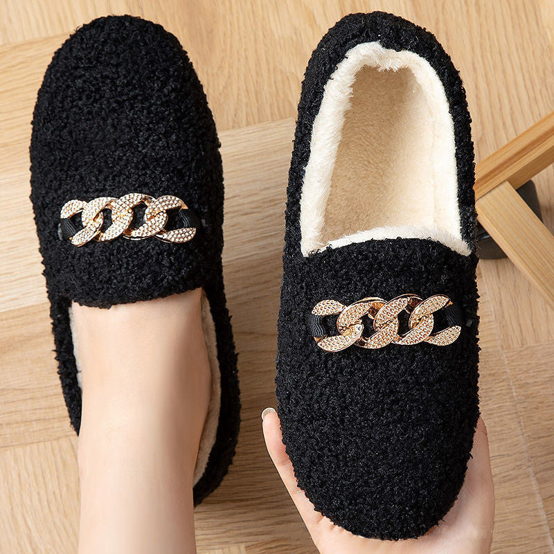 Solid Synthetic Warm Flat Shoes for Women